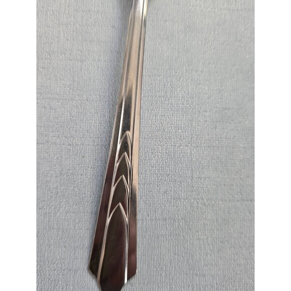 Vintage EKCO Stainless Steel Slotted Chevron Serving Spoons Set USA - Picture 2 of 5
